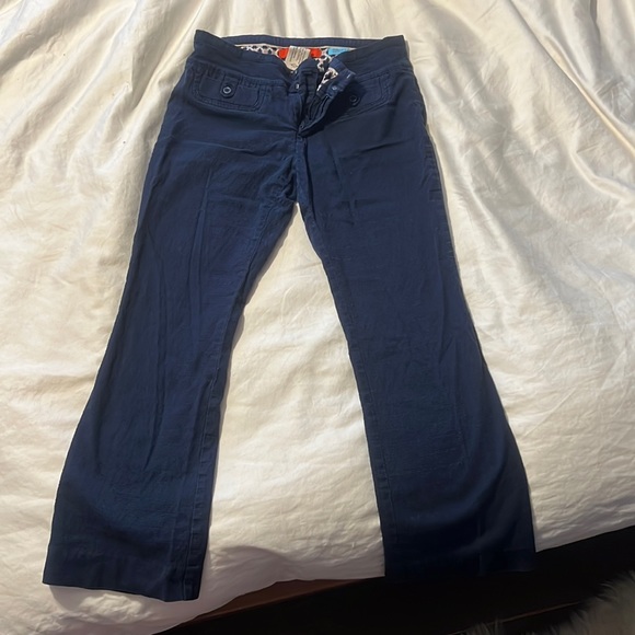 Blue cotton cropped pant - Picture 1 of 3